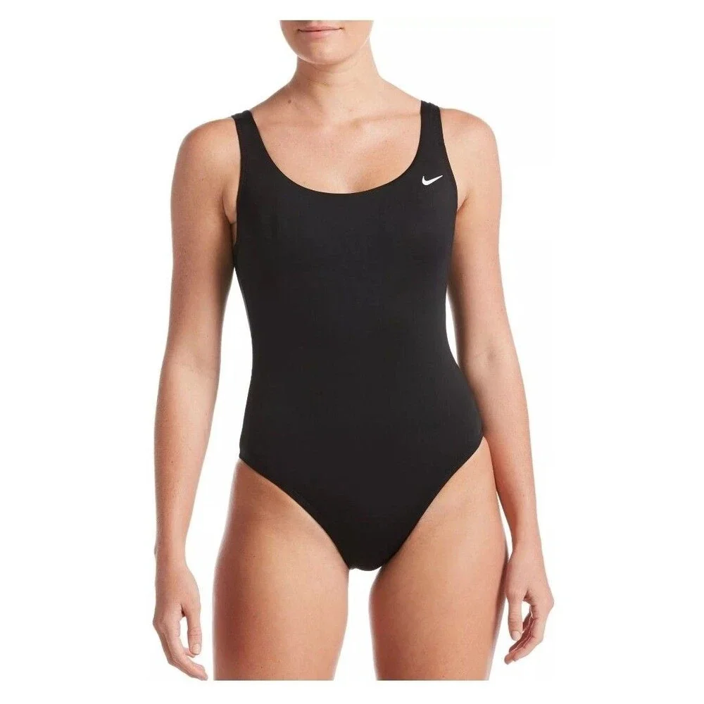 Nike Essential Women's U-Back Black Padded 1 piece women's swim Sz M New 94 MSRP